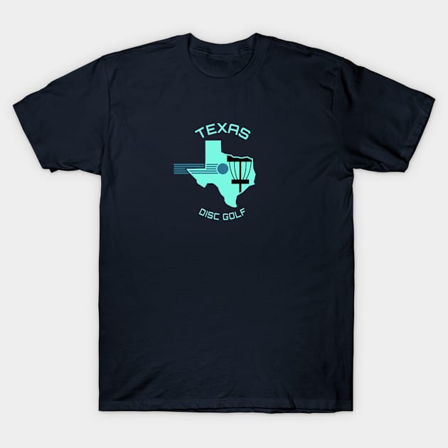 Texas Disc Golf - State Shape Light Green T-Shirt by grahamwilliams